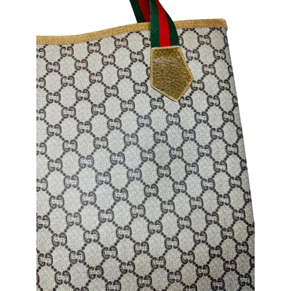 Authentic Vintage GUCCI PLUS GG Pattern Shoulder Tote Bag PVC Leather Brown - Picture 4 of 16